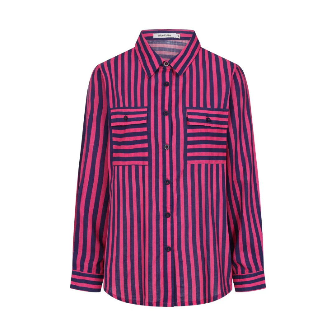 Alice Collins Vivian Shirt Navy/Fuchsia 035A324