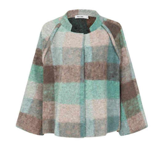 Alice Collins Elle Fleece Cardigan Evergreen Check 035A056