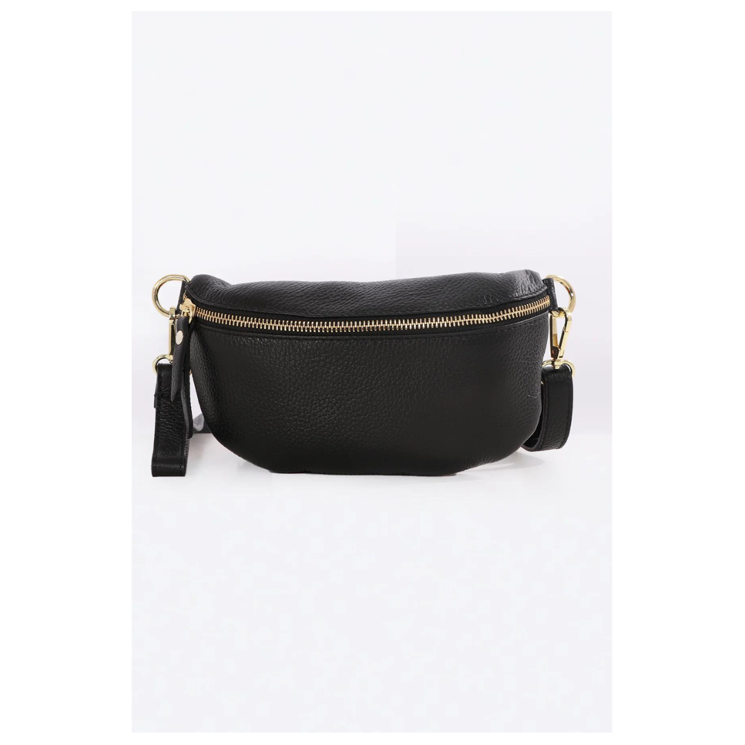 Sarta Italian Leather Crossbody Bag Black 6422B