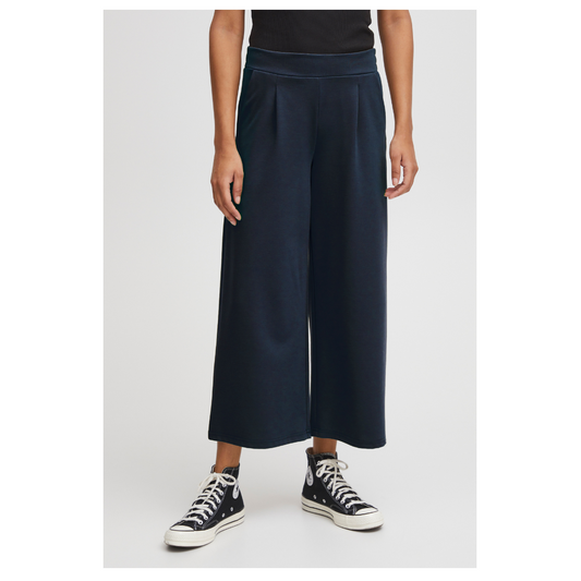 Ichi Kate Sus Wide Casual Pants Cropped Total Eclipse 20116301