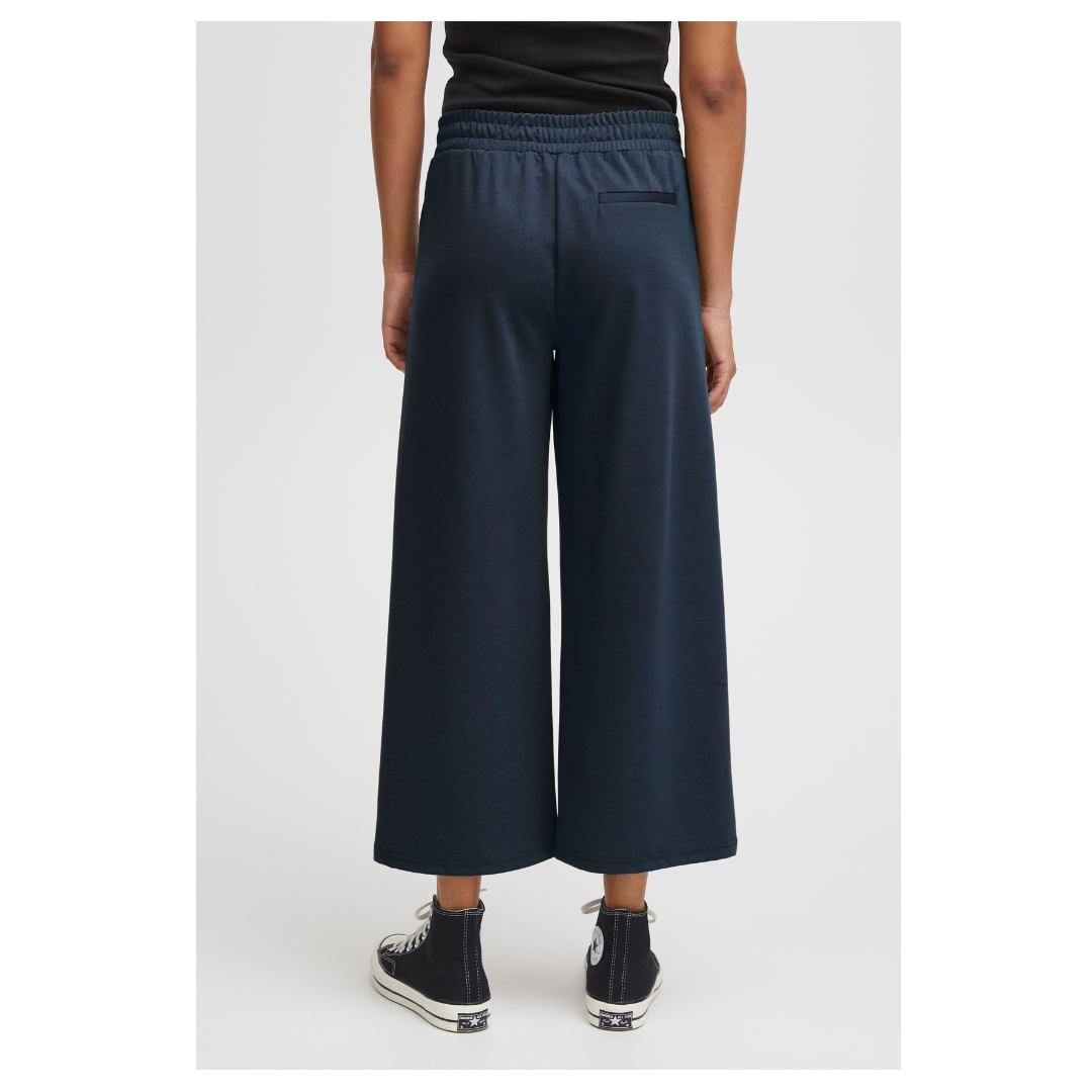Ichi Kate Sus Wide Casual Pants Cropped Total Eclipse 20116301